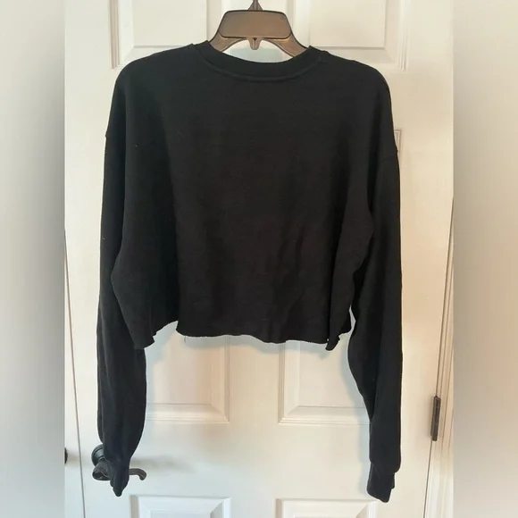 SKIMS Cotton Fleece Cropped CrewneckOnyxSize M